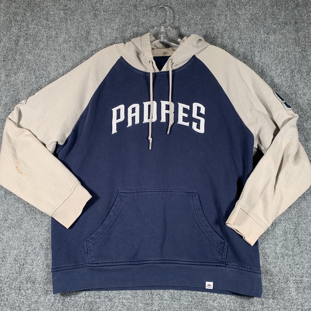 San Diego Padres Hoodie Mens Large Blue MLB Baseball Majestic Pullover Fleece